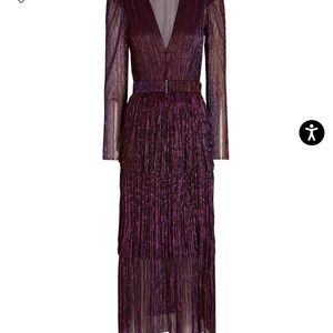 Sabina Musayev Carry Tiered Metallic Midi Dress